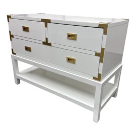 Villa & House White Lacquer Tansu Console. Original Price: $1,700