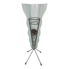 Post Modern Glass & Metal Floor Vase