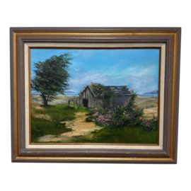 Artist Evelyn Mid Century Artwork Pathway to Barn in Countryside