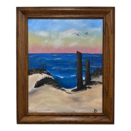 Vintage Artist J. S. Coastal Beach Front Oceanic Painting,