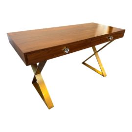 Jonathan Adler Channing Walnut + Brass Writing Desk. Original Price: $2,200