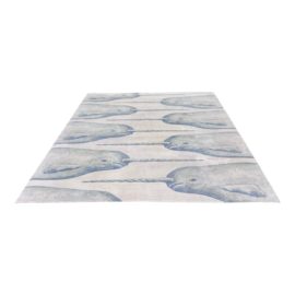 9ft X 12ft Erik Lindström Monodon Blue + Cream Area Rug. Original Price: $8,640