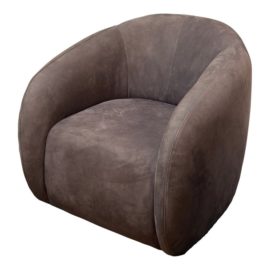 NEW Arhaus Cambridge Collection Fresno Swivel Suede Lounge Chair. Original Price: $2,550