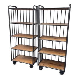Timothy Oulton for HD Buttercup Industrial Rolling Shelves, a Pair. Original Price: $2,840