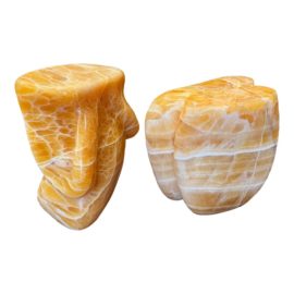 Ian Collings Refigured Series Sculptures Eight + Thirteen of Orange Calcite, Set of Two Original Price: $34,600