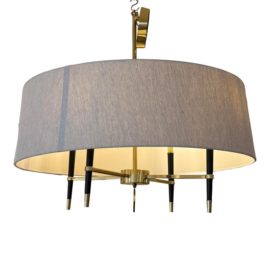 Jonathan Adler Brass Arm + Drum Shade Chandelier. Original Price: $1,449