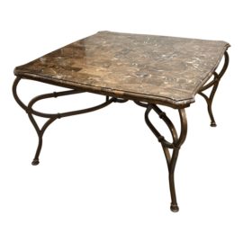 Mediterranean Marble Tile Top + Iron Dining Table