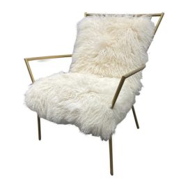 Mitchell Gold + Bob Williams Ansel Brass Lounge Chair + Tibetan Fur. Original Price: $1,900