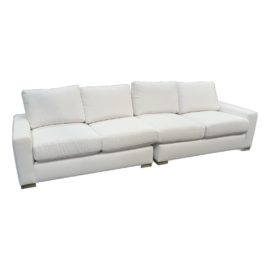 Restoration Hardware Two Piece White Linen Sofa. Original Price $7,000