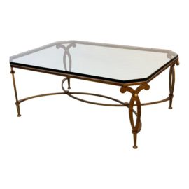 Sunrise Home Custom Antiqued Gold + Glass Coffee Table