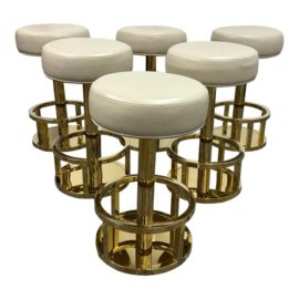 Interlude Home Latte Faux Leather Counter Stools, Set of Six. Original Price: $15,000