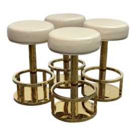 Interlude Home Latte Faux Leather Counter Stools, Set of Four. Original Price: $10,000