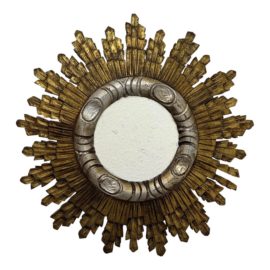 Antique Italian Wooden Gold Italian Sunburst Mirror