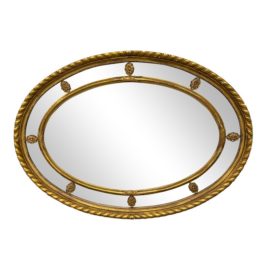 Antique Edwardian Oval Framed Bevelled Mirror