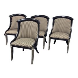 Custom Design Ebony Lacquered Empire Style Chairs, Set of Four. Original Price: $4,000