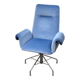 C B2 Saviti Customized Baby Blue Velvet Office Chair. Original Price: $1,100