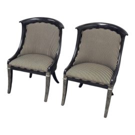 Custom Design Ebony Lacquered Empire Style Dining Chairs, a Pair. Original Price: $2,000