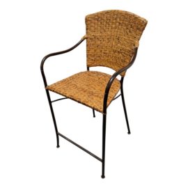 Crate & Barrel Woven Rattan + Iron Counter Stool