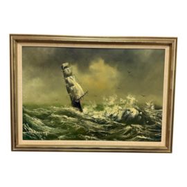 Mid 20th Century Impressionist Seascape Painted, Signed