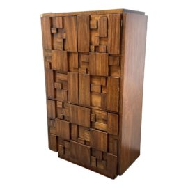 Paul Evans and Adrian Pearsall for Lane Furniture Staccato Brutalist Style Armoire