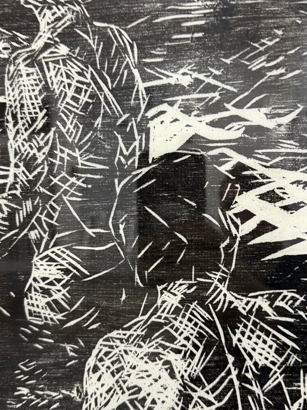 Circa 1998 Jeanne B. Denton-Nelson Framed Original Woodcut 