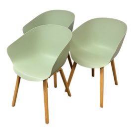 Contemporary Molded Green Chairs, Set of Three. Original Price: $600
