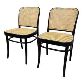 Josef Hoffman for Ton Model 811 Caned Side Chairs, a Pair. Original Price: $1,590
