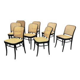 Josef Hoffman for Ton Model 811 Caned Side Chairs, Set of Eight. Original Price: $6,360