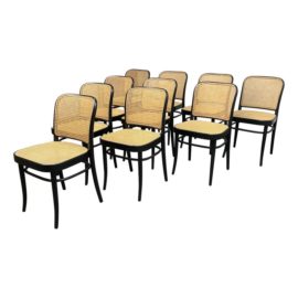 Josef Hoffman for Ton Model 811 Caned Side Chairs, Set of Ten. Original Price: $7,950