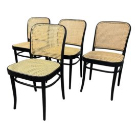 Josef Hoffman for Ton Model 811 Caned Side Chairs, Set of Four. Original Price: $3,180
