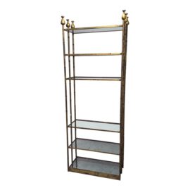 Vintage Gilt Italian Iron Etagere + Faux Bamboo Accent