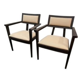 NEW Brownstone Furniture Palmer Teak Arm Chairs, a Pair. Original Price: $2,700