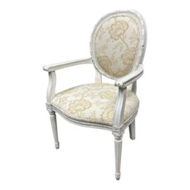 Oly Studio Whitewashed Louis XVI Style Arm Chair