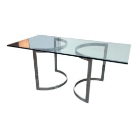 Cal-Style Chrome + Glass Dining Table