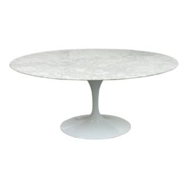 Eero Saarinen Style Carrara Marble Tulip Dining Table