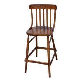 Circa 1941 DeFrehn & Sons Tiger Oak Wood High Chair