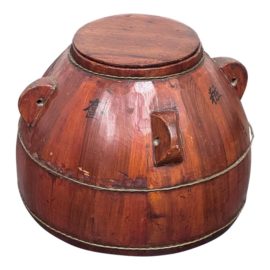 Antique Asian Wooden Rice Storage Container