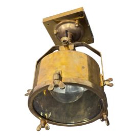 Vintage Industrial Brass Semi Flushmount Spotlight