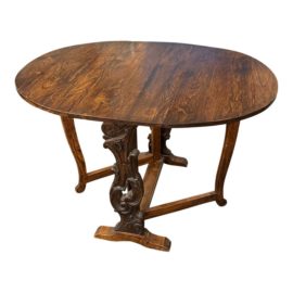 17th Century Italian Baroque Walnut Carved Drop Leaf Table