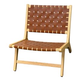 Mid Century Style Brown Faux Leather Accent Chair