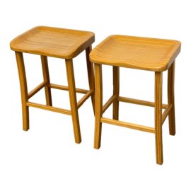 Greenington Tulip Caramelized Counter Stools, a Pair. Original Price: $1,570