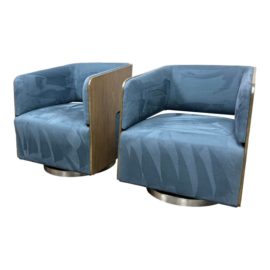 Crate & Barrel Finn Swivel Chairs, a Pair. Original Price: $3,200