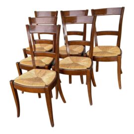 Grange Furniture Rush Seat Dining Chairs, Set of 6. Original Price: $6,400