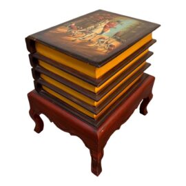 Vintage Faux Book Stack Cabinet Table