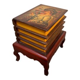 Vintage Faux Book Stack Cabinet Table
