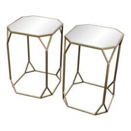 Glitzhome Gold Metal Side Tables, a Pair. Original Price: $150