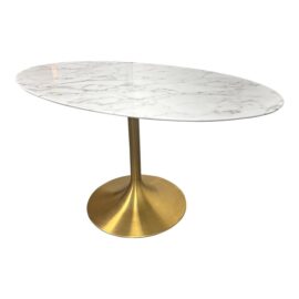 Modway Lippa 54 Inch Oval Faux Marble Dining Table in White. Original Price: $964