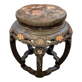 Antique Chinese Floral Stool