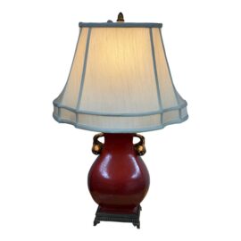 Vintage Schumacher Red Ceramic Urn Style Table Lamp. Original Price: $1,150