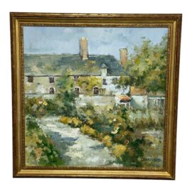 Artist Darius Original Painting Tudor Home Landscape